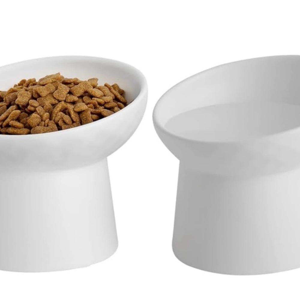 New Ceramic Elevated Raised Tilted Dog Or Cat Feeder Food Bowl - Single Bowl